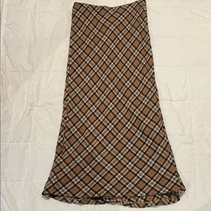 Express Plaid Maxi Skirt in Brown and Black
